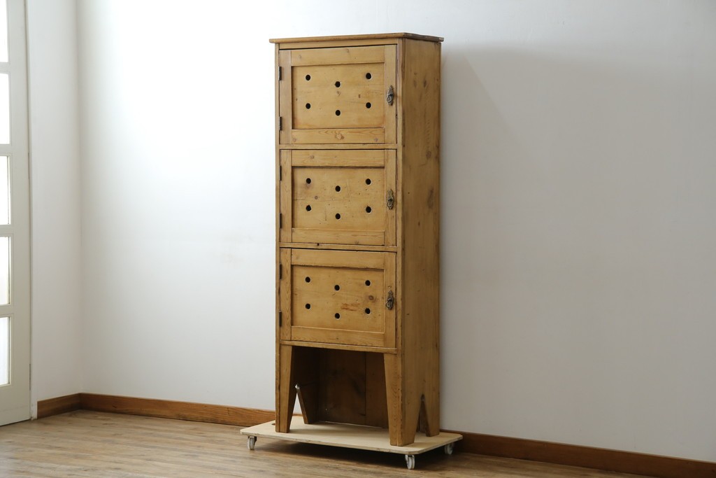 イギリスアンティーク　Lloyd’s Antiques(ロイズアンティークス)取り扱い　パイン材らしい柔らかな風合いが魅力の縦型キャビネット　(R-086203)