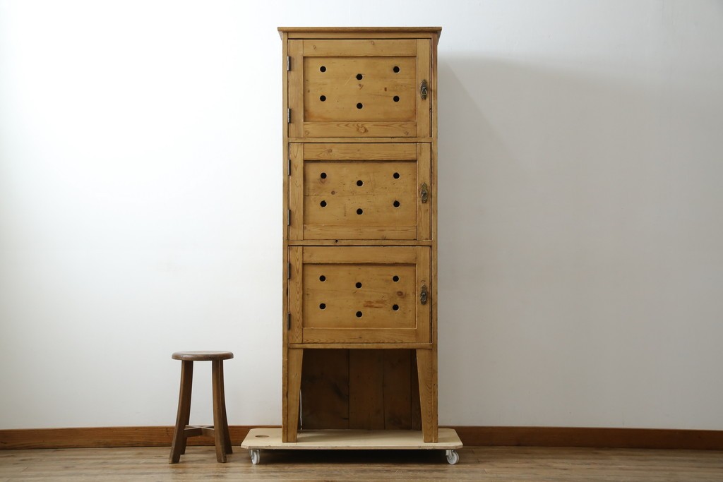 イギリスアンティーク　Lloyd’s Antiques(ロイズアンティークス)取り扱い　パイン材らしい柔らかな風合いが魅力の縦型キャビネット　(R-086203)