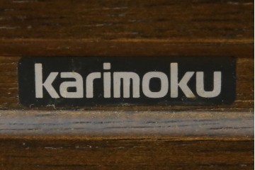 和製ヴィンテージ　オールドカリモク　カリモク家具(karimoku)　RUSTIC(ルスティック)シリーズ　希少な廃番品!　クロスデザインの背もたれが魅力の木製ベンチ　(R-086205)