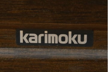 和製ヴィンテージ　オールドカリモク　カリモク家具(karimoku)　RUSTIC(ルスティック)シリーズ　希少な廃番品!　クロスデザインの背もたれが魅力の木製ベンチ　(R-086206)