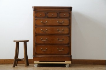 中古　美品　maruni(マルニ木工)　高級ライン ブリタニアシリーズ　アンティーク調の深い色合い×クラシカルな引き手が魅力のチェスト66　定価約54万円　(R-086213)