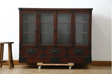 中古　欅産業　仙台民芸箪笥(仙台箪笥)　重厚な金具が魅力的な引き出し3杯付きのサイドボード　定価約60万円　(R-086222)