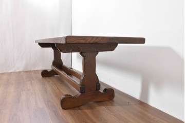 中古　美品　高級!　TARPAC社(タルパック)　PTイニシャル　栗材　イタリア職人手作りの重厚感あふれるダイニングテーブル　定価約120万円　(R-086225)