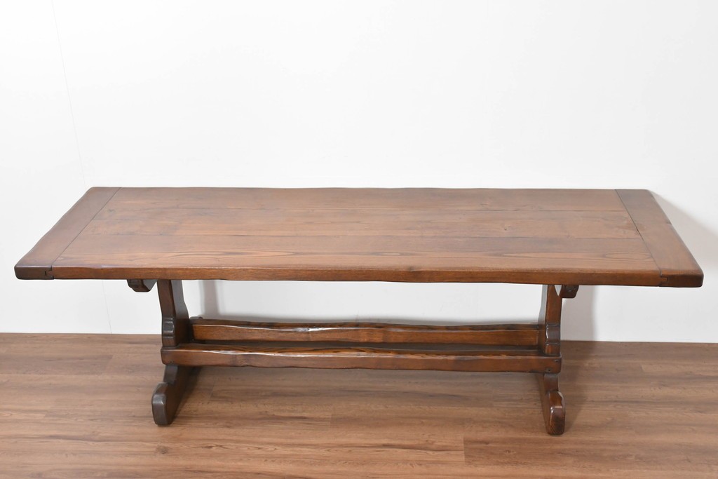 中古　美品　高級!　TARPAC社(タルパック)　PTイニシャル　栗材　イタリア職人手作りの重厚感あふれるダイニングテーブル　定価約120万円　(R-086225)