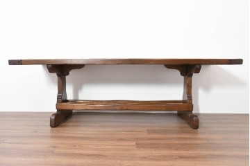 中古　美品　高級!　TARPAC社(タルパック)　PTイニシャル　栗材　イタリア職人手作りの重厚感あふれるダイニングテーブル　定価約120万円　(R-086225)