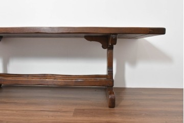 中古　美品　高級!　TARPAC社(タルパック)　PTイニシャル　栗材　イタリア職人手作りの重厚感あふれるダイニングテーブル　定価約120万円　(R-086225)