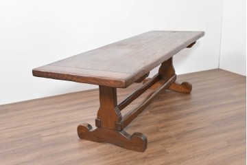 中古　美品　高級!　TARPAC社(タルパック)　PTイニシャル　栗材　イタリア職人手作りの重厚感あふれるダイニングテーブル　定価約120万円　(R-086225)