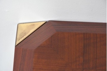 中古　美品　カリモク家具(karimoku)　domani(ドマーニ)　Forza(フォルザ)シリーズ　美しい杢目が広がる天板と金色のアクセントが映えるローテーブル　定価約45万円　(R-086226)