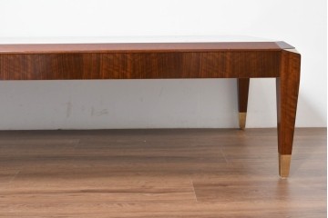 中古　美品　カリモク家具(karimoku)　domani(ドマーニ)　Forza(フォルザ)シリーズ　美しい杢目が広がる天板と金色のアクセントが映えるローテーブル　定価約45万円　(R-086226)