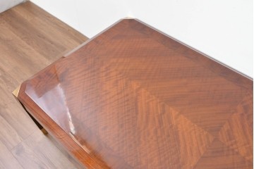 中古　美品　カリモク家具(karimoku)　domani(ドマーニ)　Forza(フォルザ)シリーズ　美しい杢目が広がる天板と金色のアクセントが映えるローテーブル　定価約45万円　(R-086226)