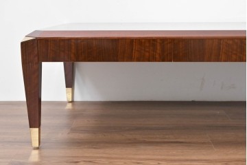 中古　美品　カリモク家具(karimoku)　domani(ドマーニ)　Forza(フォルザ)シリーズ　美しい杢目が広がる天板と金色のアクセントが映えるローテーブル　定価約45万円　(R-086226)