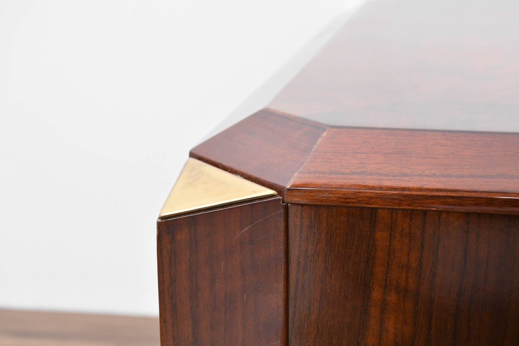 中古　美品　カリモク家具(karimoku)　domani(ドマーニ)　Forza(フォルザ)シリーズ　美しい杢目が広がる天板と金色のアクセントが映えるローテーブル　定価約45万円　(R-086226)