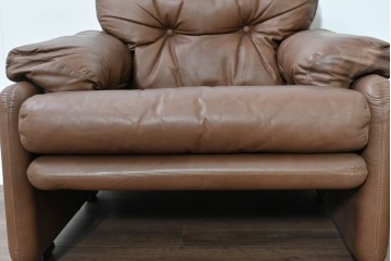 イタリアヴィンテージ　B&B イタリア(Italia)　coronado(コロナド)　レザー　希少なヴィンテージ品の1人掛けソファ2脚セット　定価(2脚合計)約150万円　(R-086234)