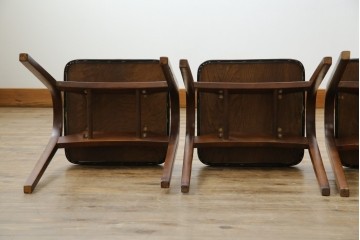 中古　秋田木工　NO.202　曲げ木の技が光る黒座面のスタッキングスツール　(R-086235)