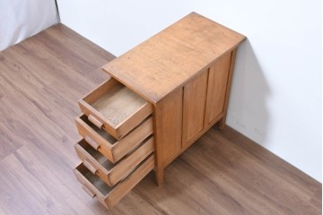 和製ヴィンテージ　栓材　素朴で落ち着いた風合いが魅力の袖机　(R-086237)