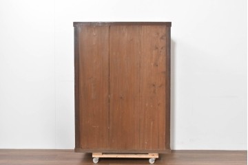 和製アンティーク　明治期　激レアデザイン　黒柿材の自然な模様がアクセントの水屋箪笥　(R-086238)