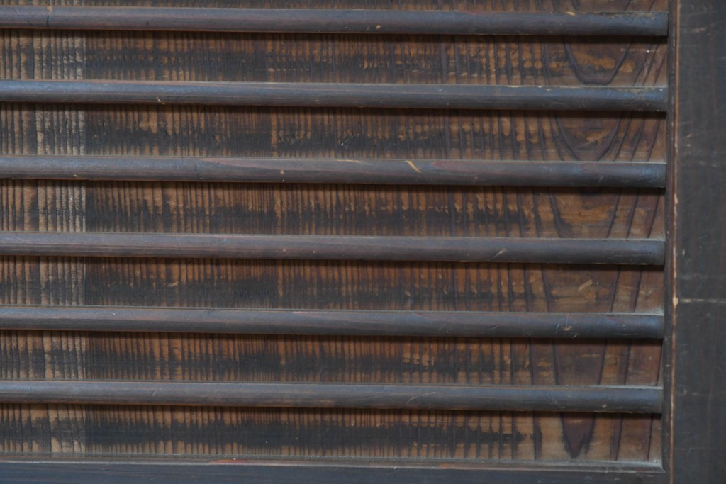 和製アンティーク　明治期　激レアデザイン　黒柿材の自然な模様がアクセントの水屋箪笥　(R-086238)