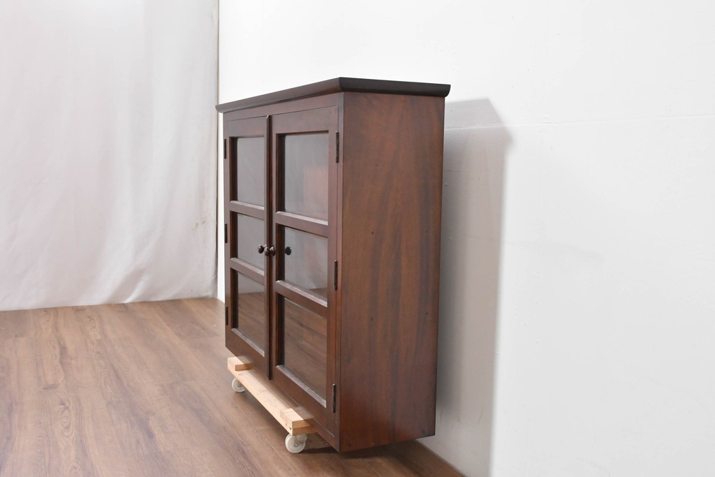 《台輪取り付け加工費込み》　中古　美品　松本民芸家具　見せる収納を楽しめるキャビネット　(R-086244)