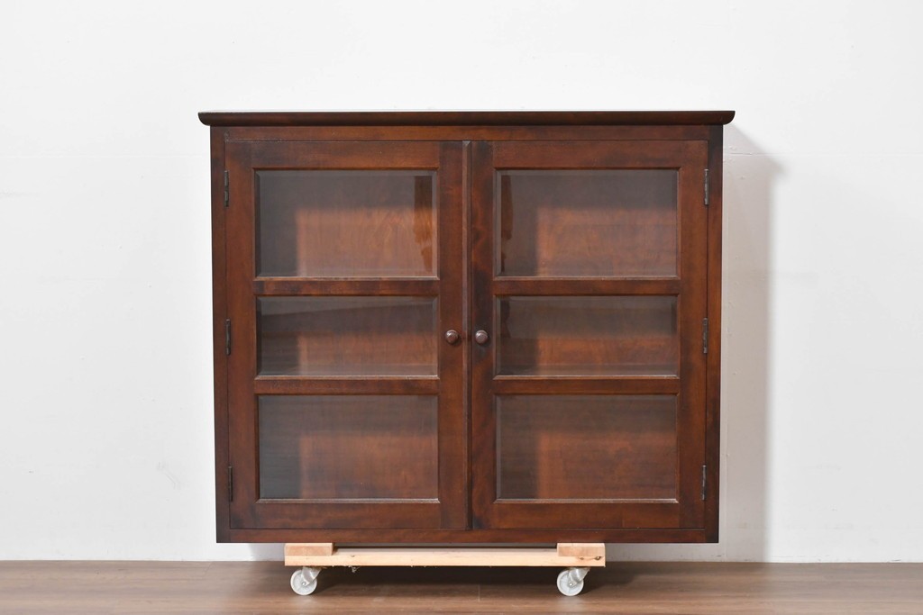 《台輪取り付け加工費込み》　中古　美品　松本民芸家具　見せる収納を楽しめるキャビネット　(R-086244)