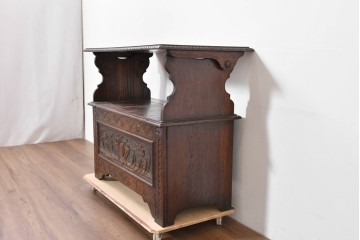 イギリスアンティーク　オーク材　ベンチ・収納・テーブルの多機能デザインが魅力のモンクスベンチ　(R-086245)