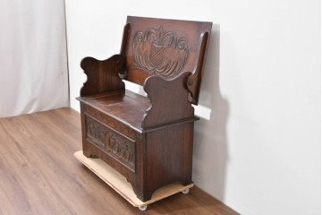 イギリスアンティーク　オーク材　ベンチ・収納・テーブルの多機能デザインが魅力のモンクスベンチ　(R-086245)