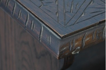 イギリスアンティーク　オーク材　ベンチ・収納・テーブルの多機能デザインが魅力のモンクスベンチ　(R-086245)