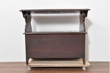 イギリスアンティーク　オーク材　ベンチ・収納・テーブルの多機能デザインが魅力のモンクスベンチ　(R-086245)