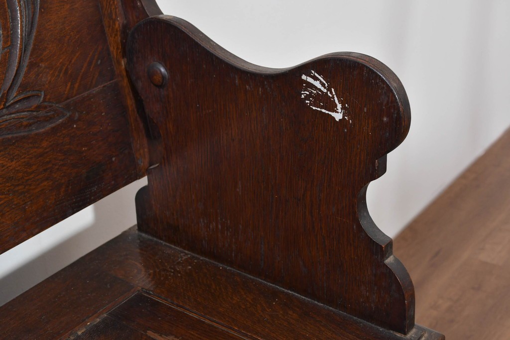 イギリスアンティーク　オーク材　ベンチ・収納・テーブルの多機能デザインが魅力のモンクスベンチ　(R-086245)