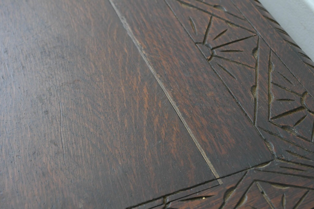 イギリスアンティーク　オーク材　ベンチ・収納・テーブルの多機能デザインが魅力のモンクスベンチ　(R-086245)