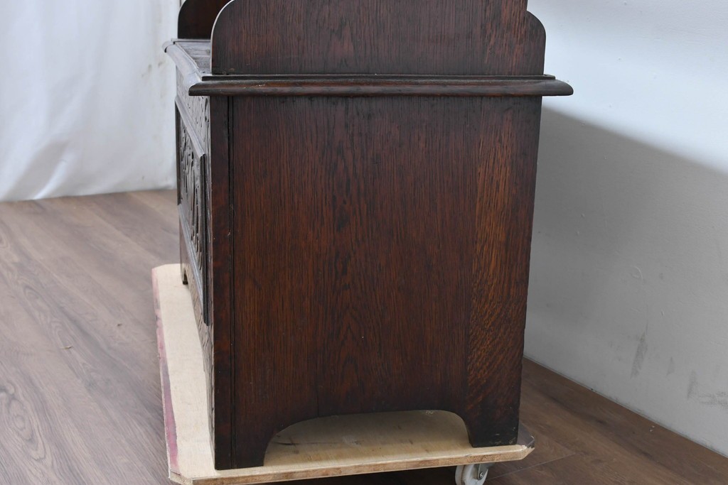 イギリスアンティーク　オーク材　ベンチ・収納・テーブルの多機能デザインが魅力のモンクスベンチ　(R-086245)