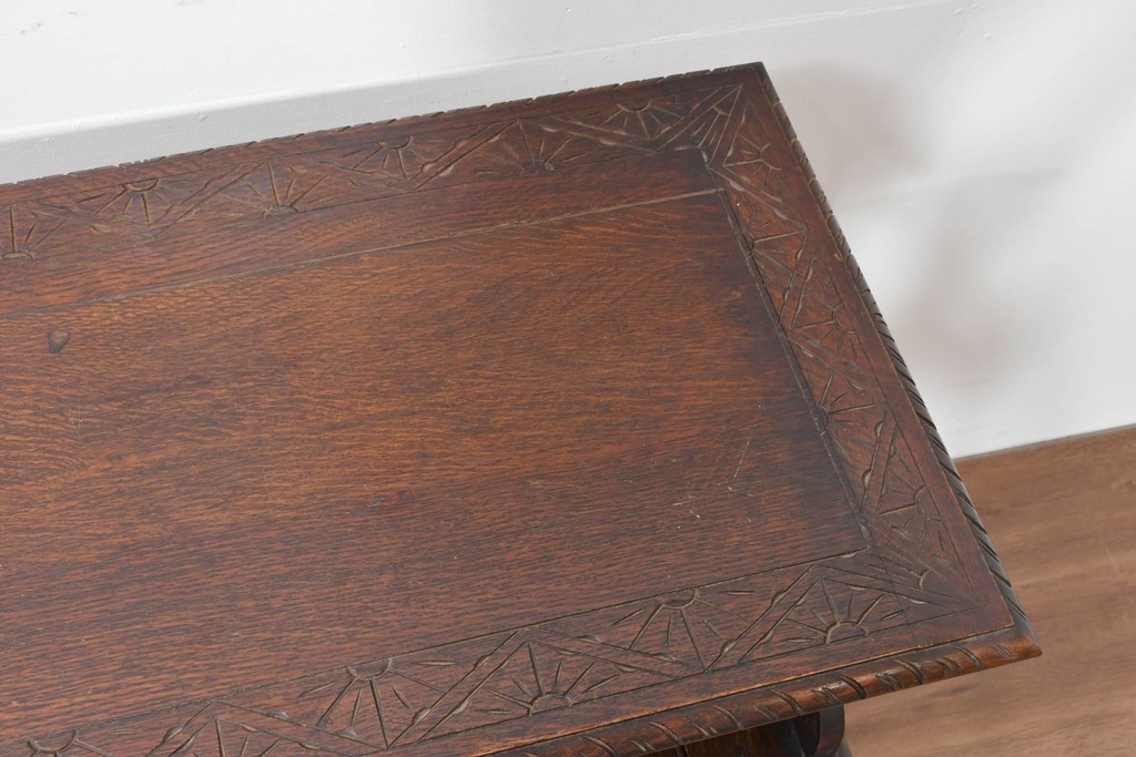 イギリスアンティーク　オーク材　ベンチ・収納・テーブルの多機能デザインが魅力のモンクスベンチ　(R-086245)