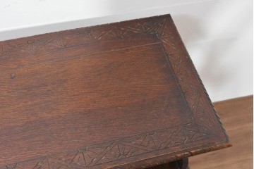 イギリスアンティーク　オーク材　ベンチ・収納・テーブルの多機能デザインが魅力のモンクスベンチ　(R-086245)