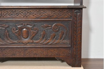 イギリスアンティーク　オーク材　ベンチ・収納・テーブルの多機能デザインが魅力のモンクスベンチ　(R-086245)