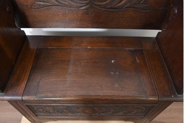 イギリスアンティーク　オーク材　ベンチ・収納・テーブルの多機能デザインが魅力のモンクスベンチ　(R-086245)