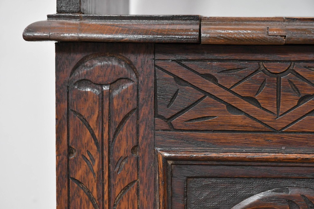 イギリスアンティーク　オーク材　ベンチ・収納・テーブルの多機能デザインが魅力のモンクスベンチ　(R-086245)