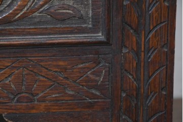 イギリスアンティーク　オーク材　ベンチ・収納・テーブルの多機能デザインが魅力のモンクスベンチ　(R-086245)