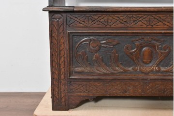 イギリスアンティーク　オーク材　ベンチ・収納・テーブルの多機能デザインが魅力のモンクスベンチ　(R-086245)