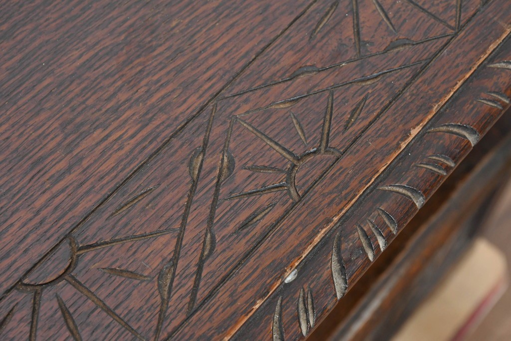 イギリスアンティーク　オーク材　ベンチ・収納・テーブルの多機能デザインが魅力のモンクスベンチ　(R-086245)