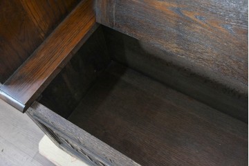 イギリスアンティーク　オーク材　ベンチ・収納・テーブルの多機能デザインが魅力のモンクスベンチ　(R-086245)