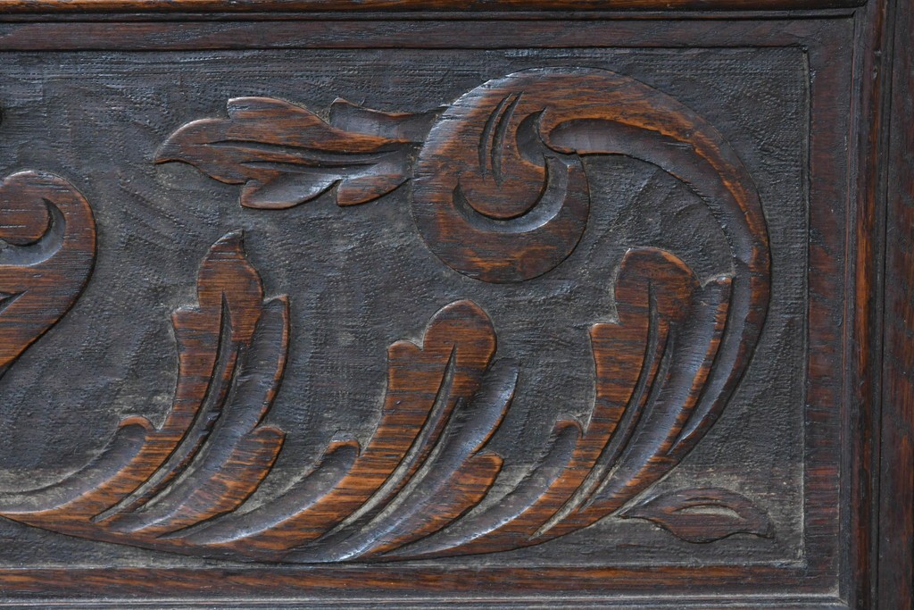 イギリスアンティーク　オーク材　ベンチ・収納・テーブルの多機能デザインが魅力のモンクスベンチ　(R-086245)