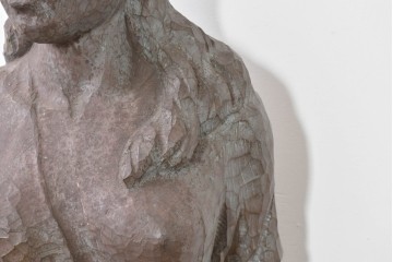 和製ヴィンテージ　昭和63年　彫刻家 中村博直作　柔らかな曲線で表現した木彫りの女性像　(R-086247)