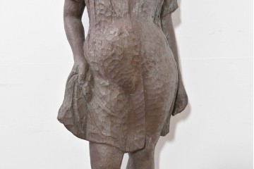 和製ヴィンテージ　昭和63年　彫刻家 中村博直作　柔らかな曲線で表現した木彫りの女性像　(R-086247)