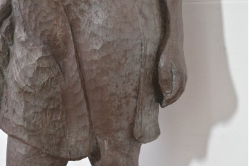 和製ヴィンテージ　昭和63年　彫刻家 中村博直作　柔らかな曲線で表現した木彫りの女性像　(R-086247)