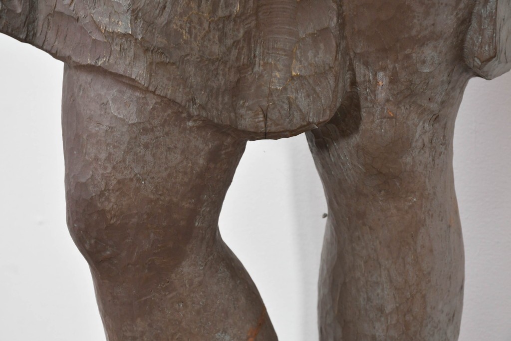 和製ヴィンテージ　昭和63年　彫刻家 中村博直作　柔らかな曲線で表現した木彫りの女性像　(R-086247)