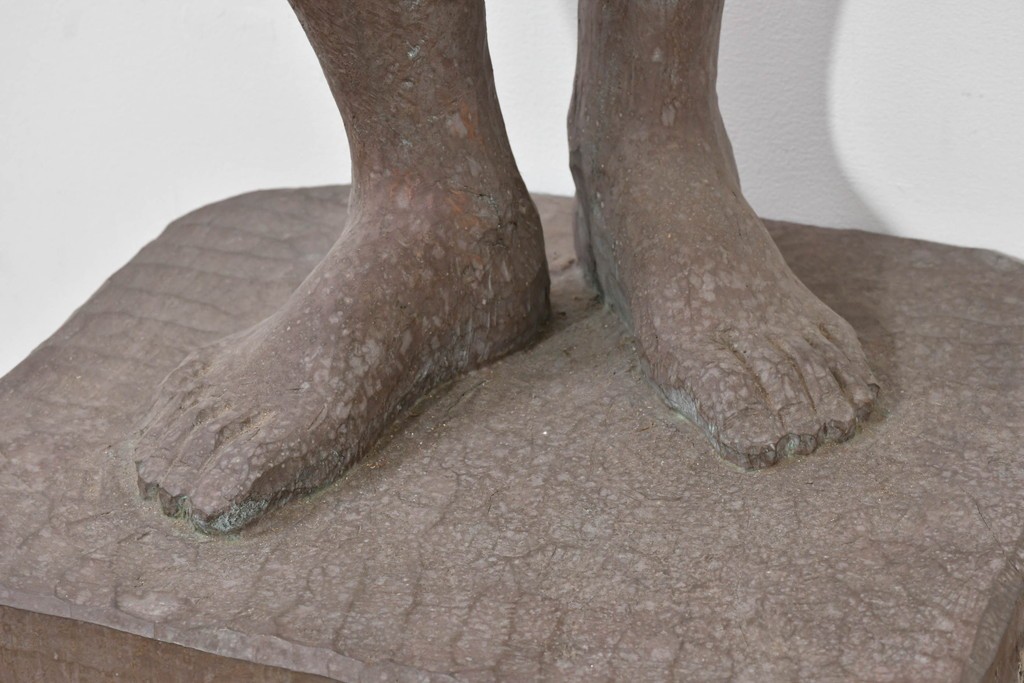 和製ヴィンテージ　昭和63年　彫刻家 中村博直作　柔らかな曲線で表現した木彫りの女性像　(R-086247)