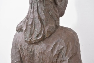 和製ヴィンテージ　昭和63年　彫刻家 中村博直作　柔らかな曲線で表現した木彫りの女性像　(R-086247)