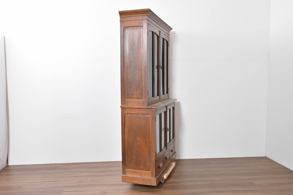 和製アンティーク　栓材　大正ロマン薫る色ガラス入りのキャビネット　(R-086248)