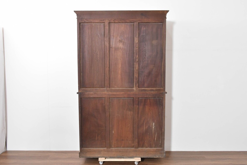 和製アンティーク　栓材　大正ロマン薫る色ガラス入りのキャビネット　(R-086248)