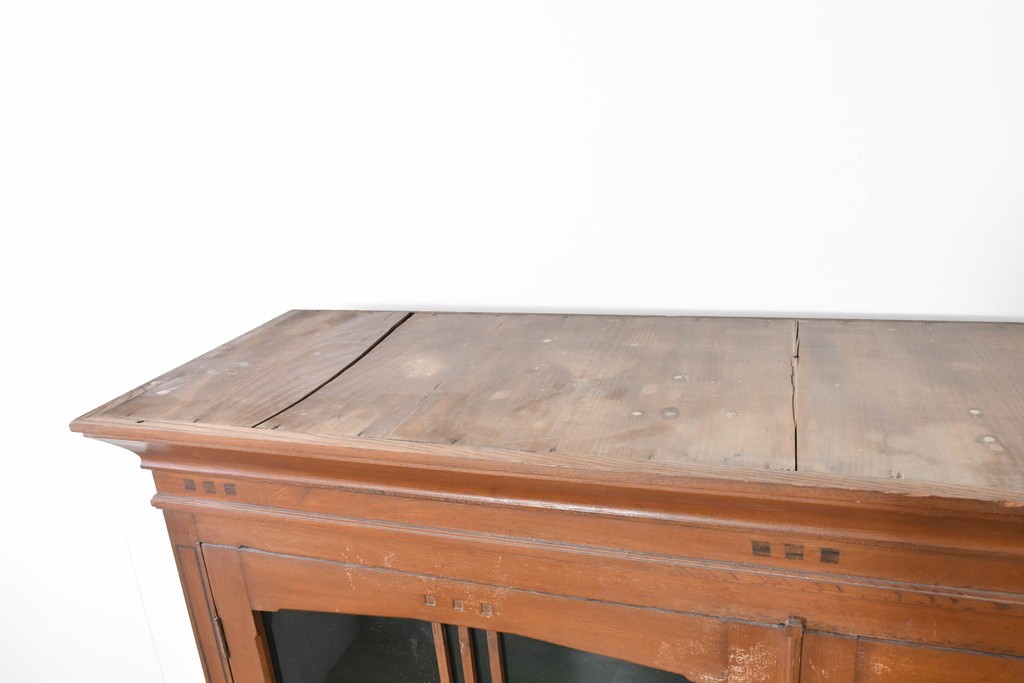 和製アンティーク　栓材　大正ロマン薫る色ガラス入りのキャビネット　(R-086248)