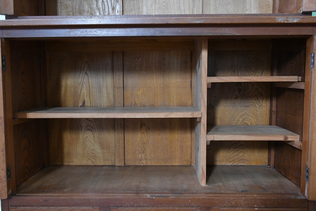 和製アンティーク　栓材　大正ロマン薫る色ガラス入りのキャビネット　(R-086248)